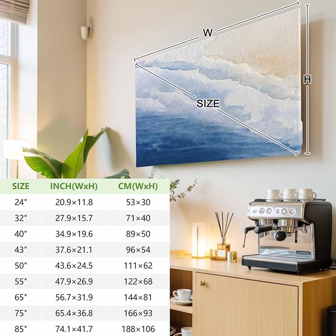 Summer Beach Ocean Blue Gradient Indoor TV Cover, Elastic TV Screen Protector - Image 4