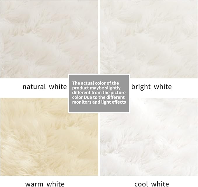Faux Fur Rug, White Small Fluffy Rug for Sofa Chair Couch Cover 2x4 Feet, Ultra Soft Fuzzy Shag Rug for Bedroom, Indoor Shaggy Plush Floor Carpets Luxury Home Decor for Bedside