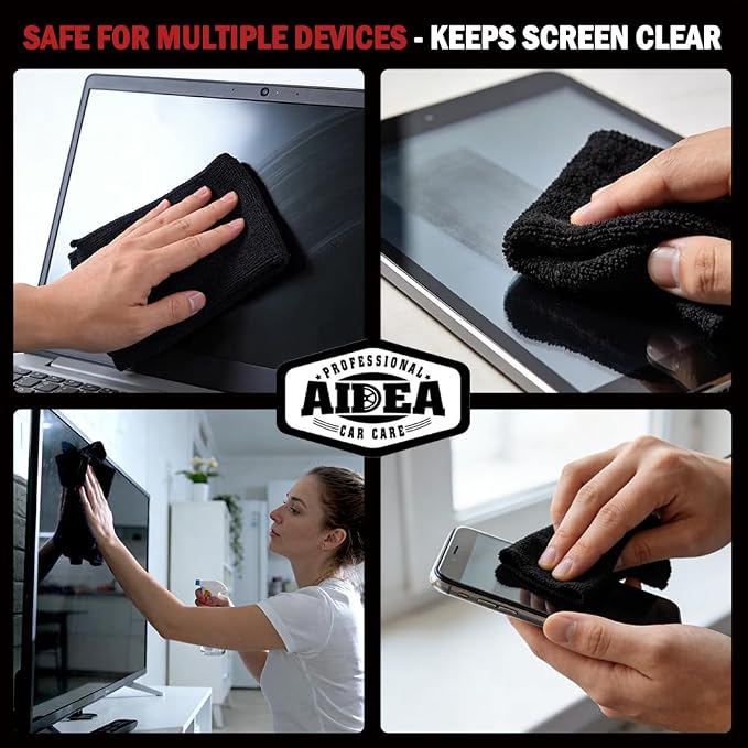 AIDEA Microfiber Cleaning Cloth Black 50PK, Microfiber Towels - Image 7