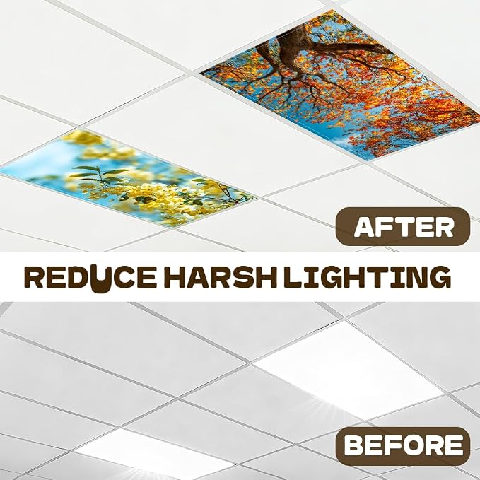 Fluorescent Light Covers-2 Pack 4 x 2 Feet Magnetic Ceiling Light Cover Room - Image 2