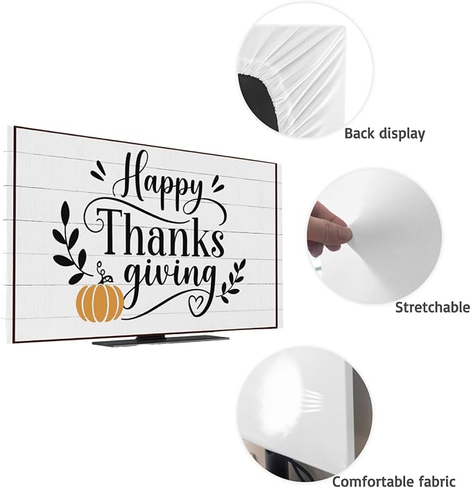 Happy Thanksgiving Words Indoor TV Cover, Elastic TV Screen Protector Farm - Image 7