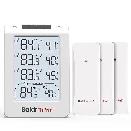 BaldrTherm Indoor Outdoor Thermometer Wireless, Temperature Humidity Monitor by BaldrTherm