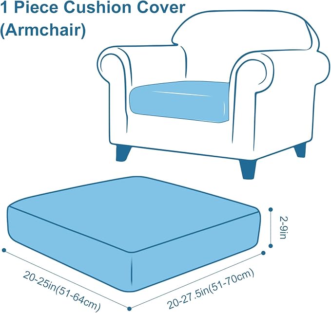 Smiry Printed Couch Cushion Covers, Stretch Soft Couch Covers for Sofa, Washable Non-Slip Sofa Slipcover Furniture Protector for Indoor and Outdoor (1 Pack, Black)