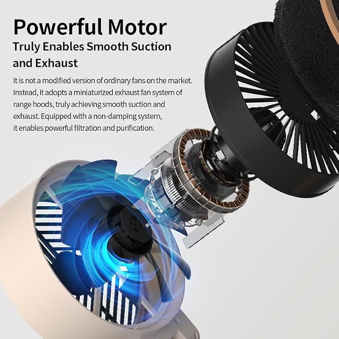 EVADA Mini Plug-In Desktop Air Purifier Cleaner Fan, Quiet Portable Range Hood - Image 9