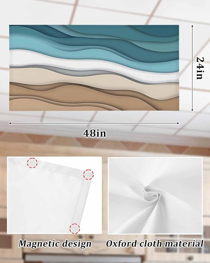 3 Pack Turquoise Ombre Fluorescent Light Covers Teal Turquoise Brown Gradient - Image 6