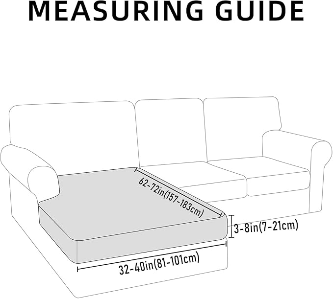 hyha Waterproof Sectional Couch Covers, Non Slip Sofa Couch Cushion Covers L Shape, Thick Stretch Jacquard Fabric, Washable Sofa Slipcovers with Elastic Bottom (1 Piece for Chaise XL, Green)