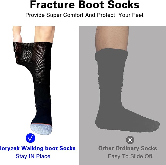 Walking Boot Socks air Cam Walker Cast Socks 2 Pairs Fracture Boot Brace Sock - Image 5