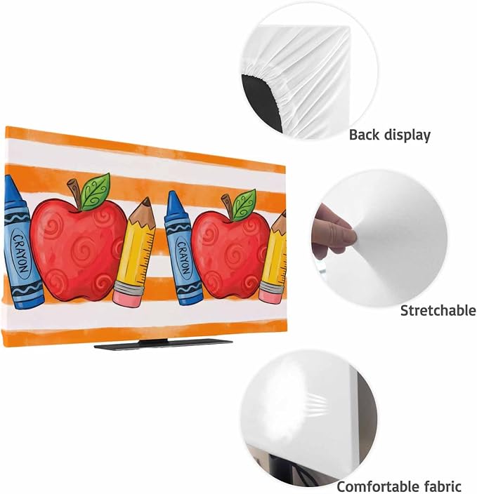 Fruit Apples Pencils Crayons Indoor TV Cover, Elastic TV Screen Protector - Image 7