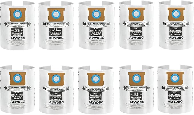 10 Pack Shop Vac 5-8 Gallon Filter Bags, ALYYDBG Type E 90661 9066100 9066133 by ALYYDBG