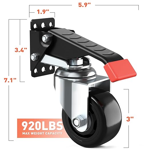 SPACEKEEPER Workbench Casters kit 920 Lbs Retractable Casters Heavy Duty Bench - Image 3