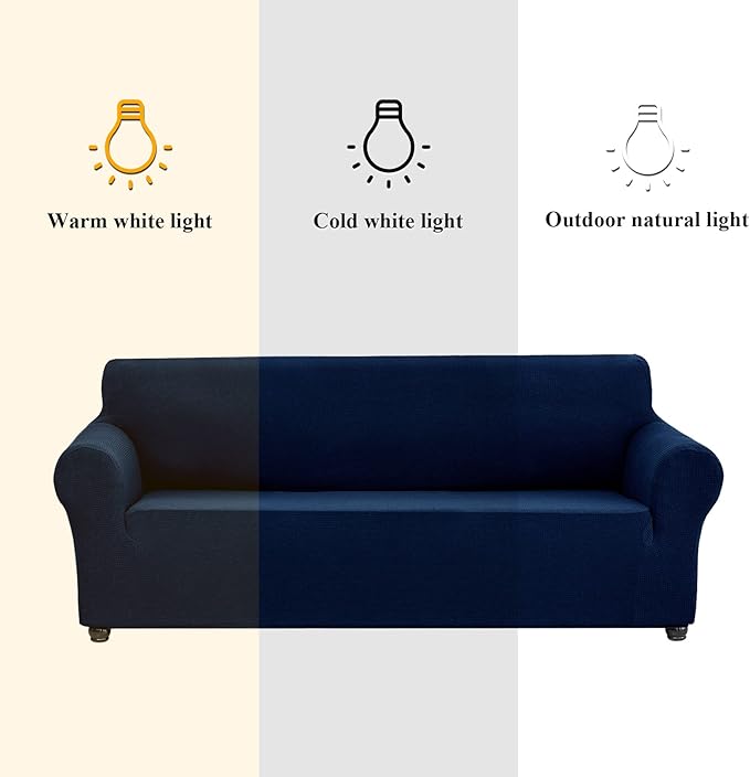 Joccun Stretch Loveseat Couch Cover Slipcover, 1-Piece Sofa Cover for 2 Cushion Couch Spandex Jacquard Washable Furniture Protector Cover for Living Room,Kids,Pets（Loveseat,Navy）