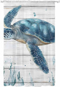 Sheer Curtains 108 Inches Long, Teal Green Ocean Turtle Semi Sheer Curtains by Unknown