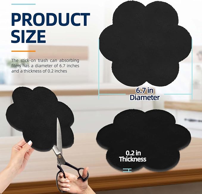 Trash Can Odor Absorbing Filters: Activated Charcoal Deodorizer Sheet - Image 2