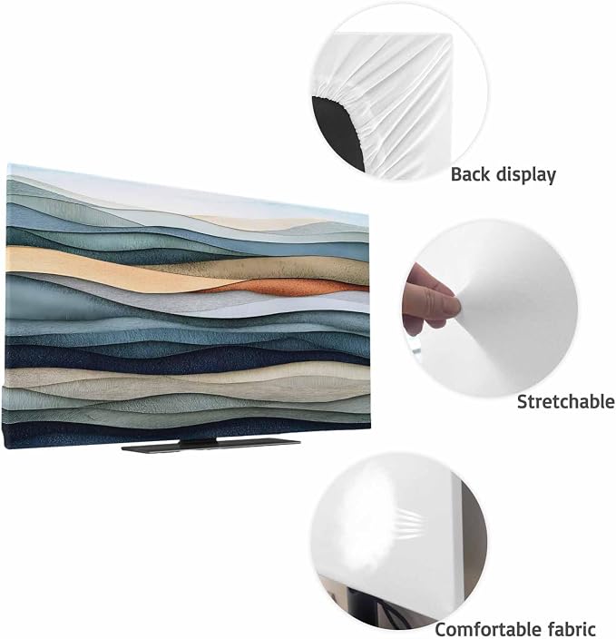 Blue Water Ripple Abstract Geometric Indoor TV Cover, Elastic TV Screen - Image 7
