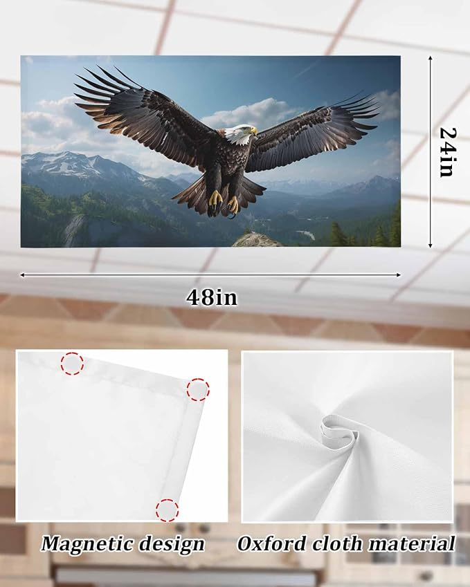 1 Pcs Fluorescent Light Covers for Ceiling Lights, Bald Eagle Soaring Above - Image 7