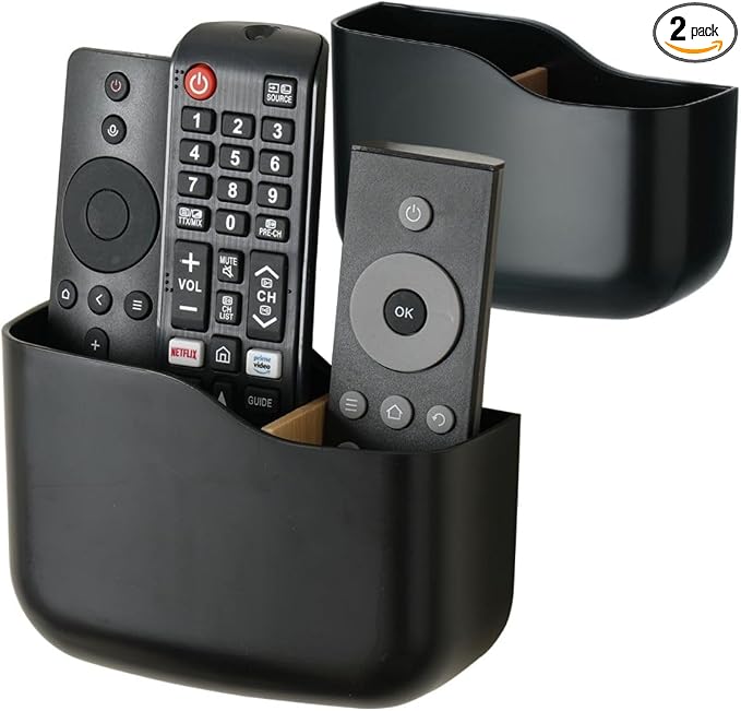 LINFIDITE 2 Pack Adhesive TV Remote Control Holder Wall Mount TV Remote Holder by LINFIDITE