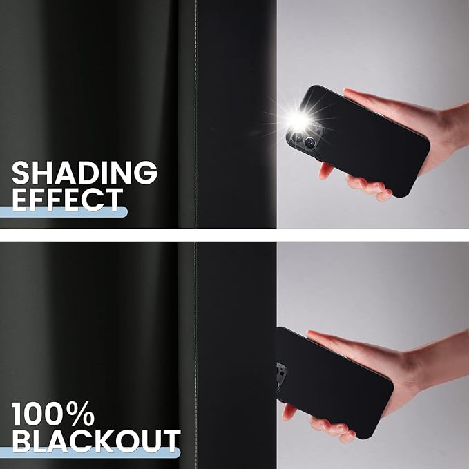 SimpleHome Ombre Room Darkening Curtains for Bedroom, Gradient Black to Grey White Light Blocking Thermal Insulated Grommet Window Curtains/Drapes for Living Room,2 Panels, 52x54 inches Length