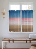 Blue Pink Brown Gradient Wood Grain Window Valance Curtains, Vintage Wood Board by IDOWMAT