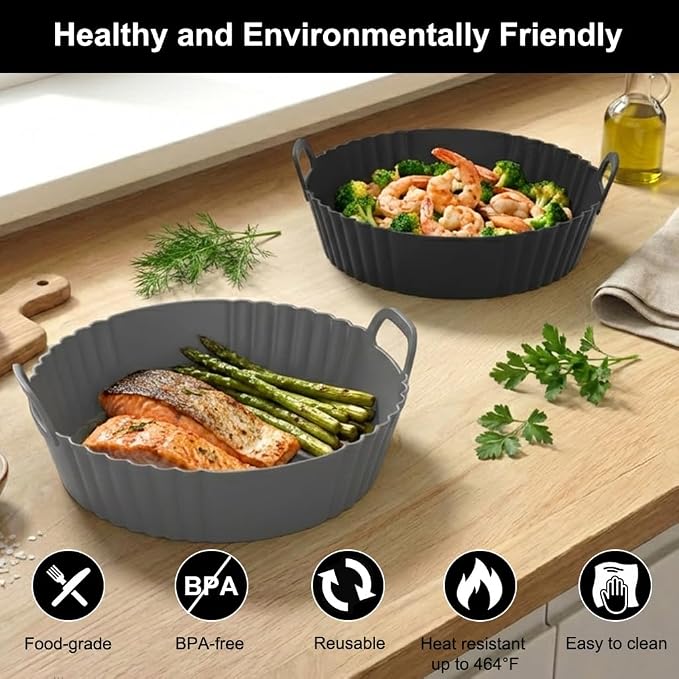 Round Silicone Air Fryer Liners 2 Pack - Image 7