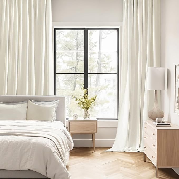 MIULEE Cream Back Tab Blackout Curtains 63 Inch Length 2 Panels Set for Living Room Bedroom Privacy, Rod Pocket/Pinch Pleat Thermal Insulated Room Darkening Pleated Light Blocking Drapes