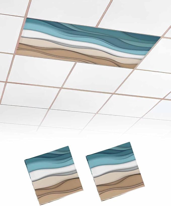 2 Pack Turquoise Ombre Fluorescent Light Covers Teal Turquoise Brown Gradient by Unknown