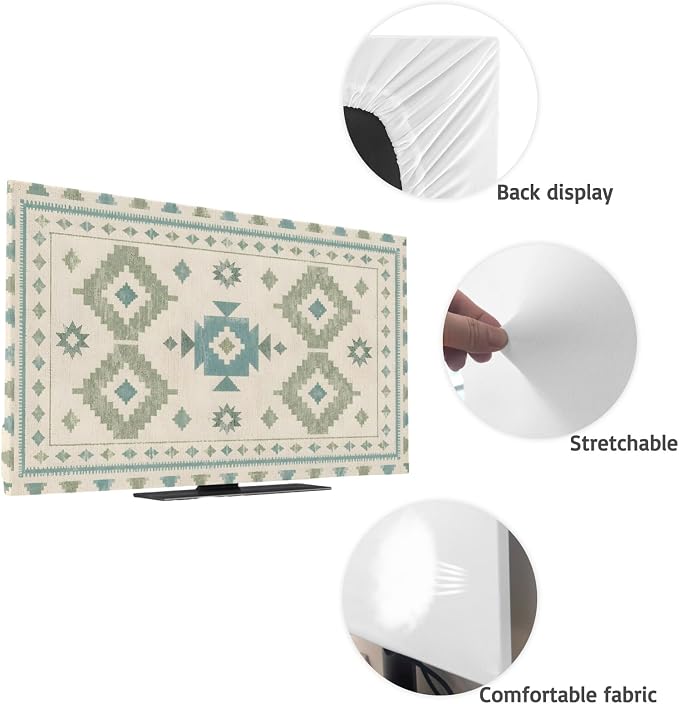 RetroTribal Geometric Southwestern Indoor TV Cover, Elastic TV Screen Protector - Image 7