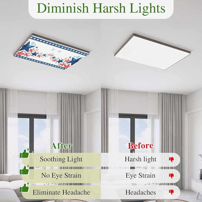 Independence Day Fluorescent Light Covers 3 Pack Five-Pointed Star Frame - Image 6