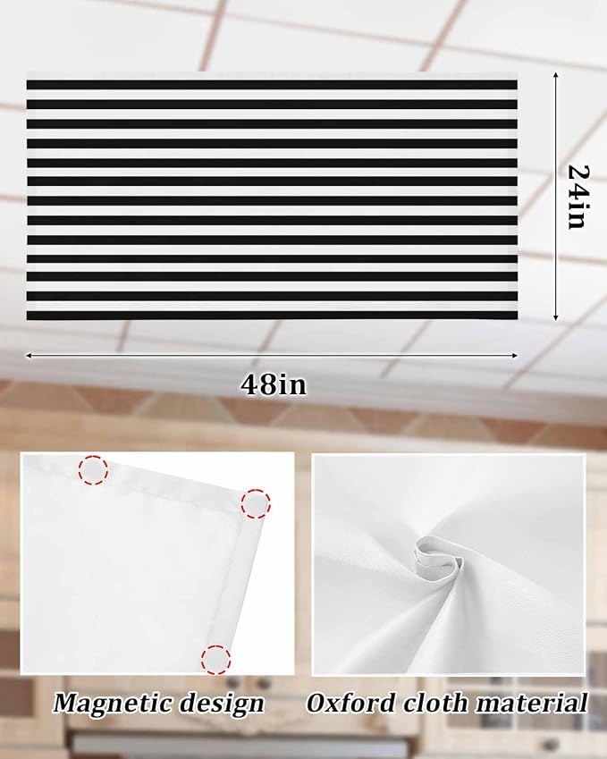 2 Pack Black and White Stripes Fluorescent Light Covers - Image 9