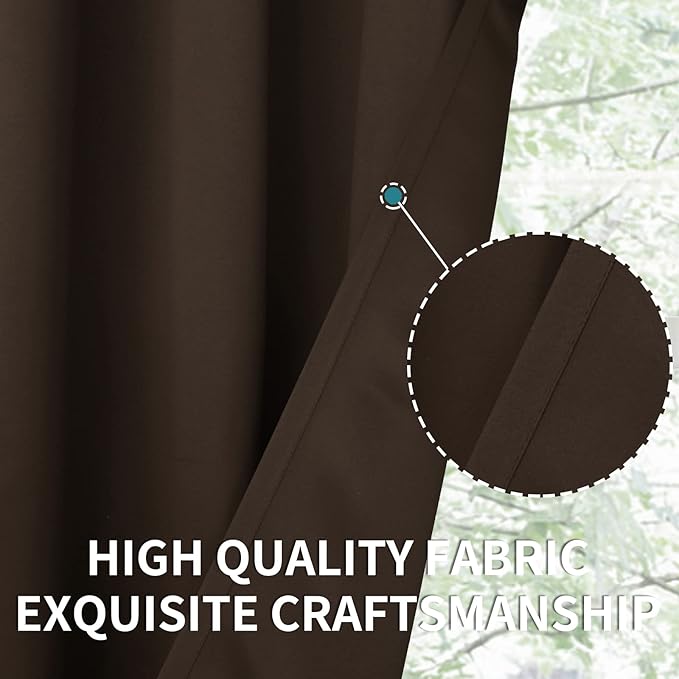 BGment Blackout Curtains for Living Room - Grommet Thermal Insulated Room Darkening Curtains for Bedroom, 2 Panels of 42 x 72 Inch, Brown