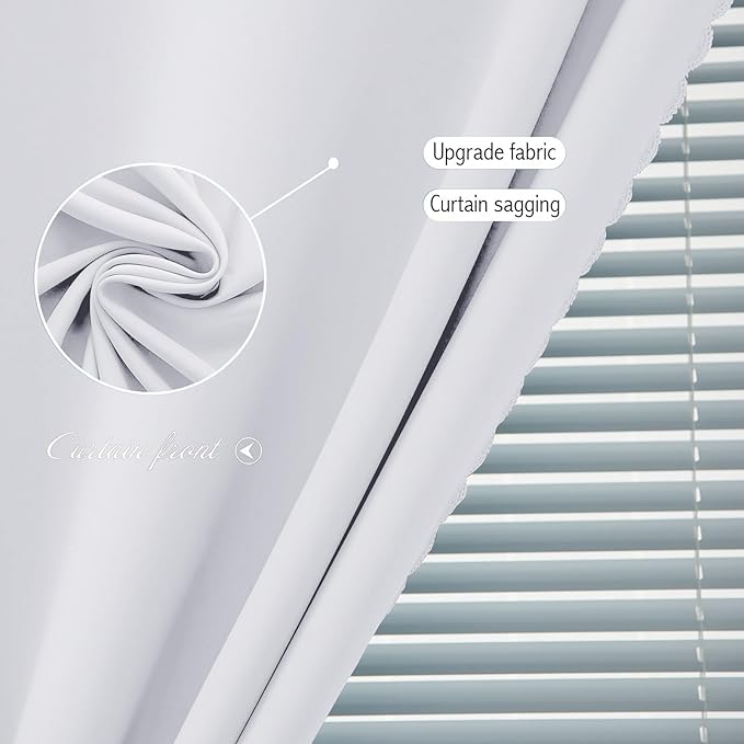 self Adhesive Curtains Portable Blackout Curtain Simple and Easy to Install Bedroom Window Thermal Lnsulated Kitchen Room Darkening Black Small Drapes, 59" W X 59" L, White, 1 Panel