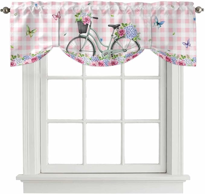 Spring Tie Up Valance Curtains for Windows, Kitchen Curtains Window Shades by Unknown