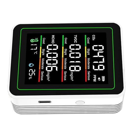 Aramox CO2 TVOC HCHO Indoor Air Quality Meter, 5 in 1 WiFi LCD Color Screen - Image 2