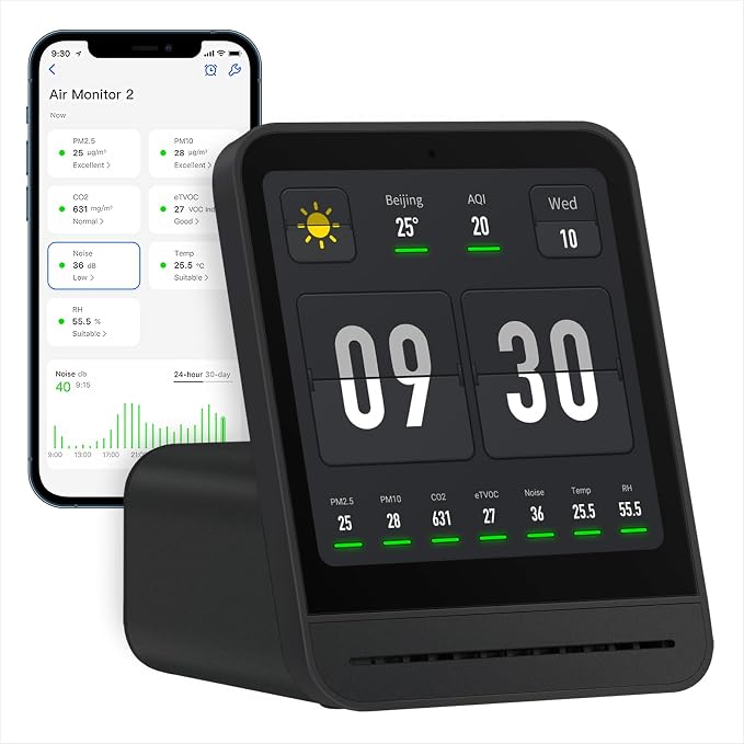 Qingping Air Quality Monitor Gen 2, Air Quality Monitor Indoor Detects PM2.5 by Qingping