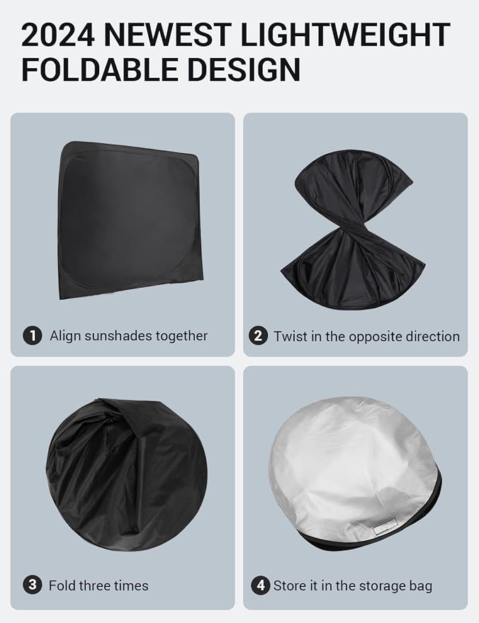 Proadsy Front Windshield Sun Shade Foldable Sunshade Protector - Image 4