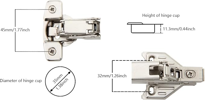 Silverline Self Closing Lazy Susan Corner Hinge Clip On 165 Angle Cabinet - Image 4