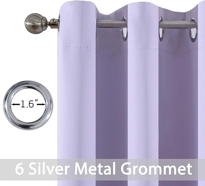 Yakamok Grommet Room Darkening Thermal Insulated Blackout Curtains Window Panels for Bedroom Width 38 Inch by Length 72Inch Lilac Two Curtain Panels