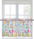Happy Easter Half Window Curtain 36 Inches Long, Spring Watercolor Bunny Eggs by Unknown