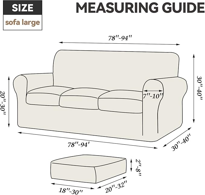 WEERRW 4 Pieces Velvet High Stretch Couch Covers for 3 Cushion Couch Sofa Slipcovers, Washable Furniture Protector with Non Slip Elastic Bottom, Feature Soft and Thick Plush Fabric, Aqua, Large