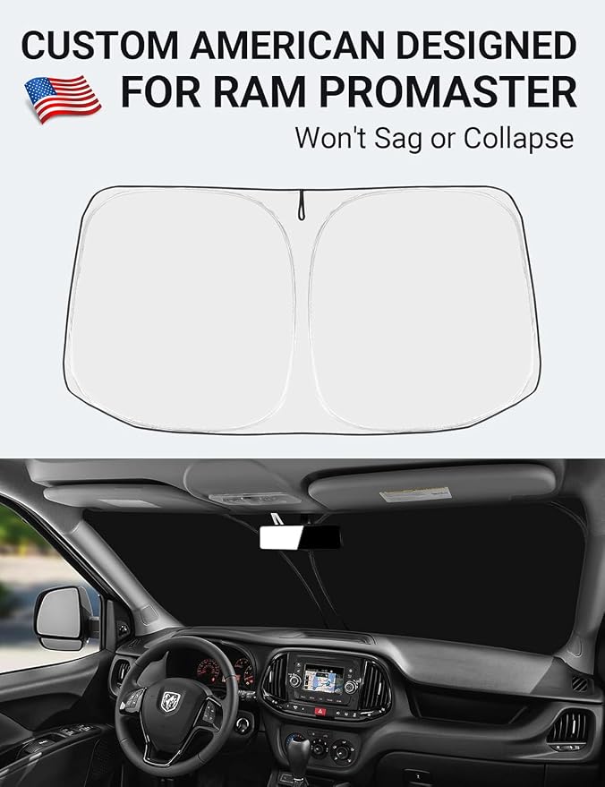 Proadsy Windshield Sun Shade Custom Fit Dodge Ram Promaster 2014-2024 2025 2026 - Image 2