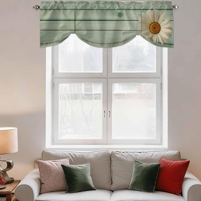 Daisy Flower Tie Up Valance Curtains - Image 3