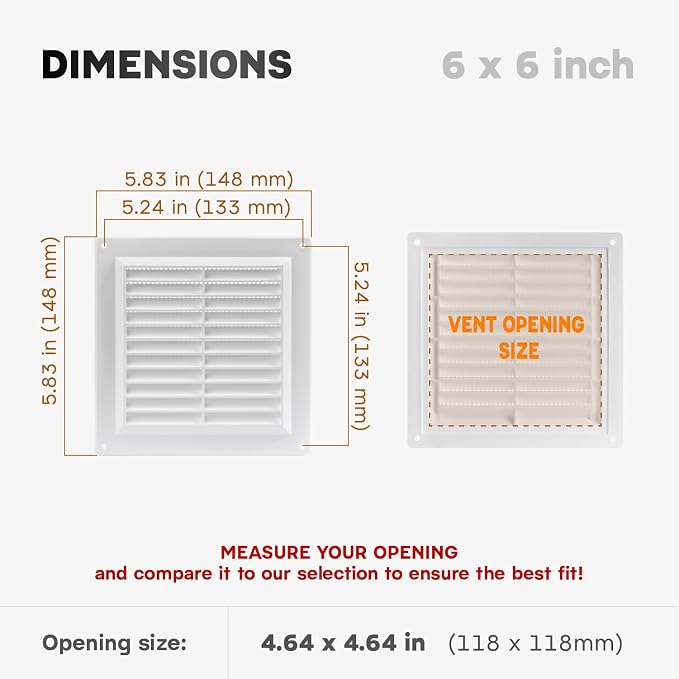 6" x 6" Inch White Vent Cover - Image 2