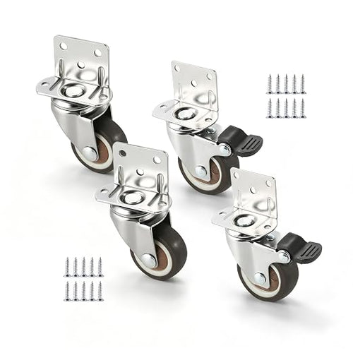 1.25 Inch Side Mount Swivel Caster Wheels Small L-Shaped Plate Rubber Castors by letrushare