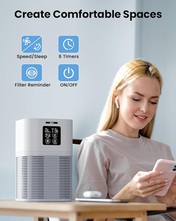 VEWIOR Air Purifiers for Home, Air Purifiers for Large Room up to 600 sq.ft - Image 3