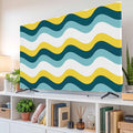 Ombre Yellow Turquoise Waves Indoor TV Cover, Elastic TV Screen Protector by Unknown