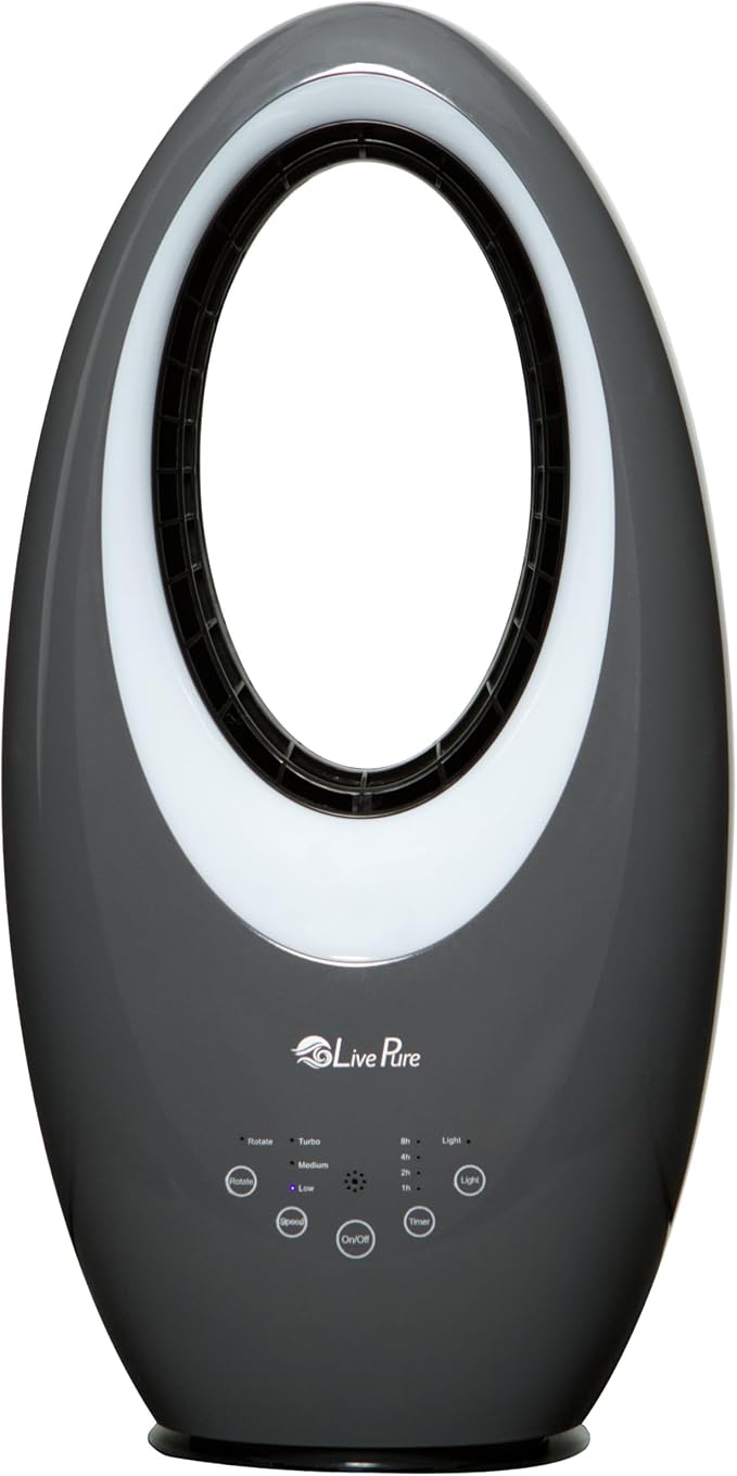 LivePure Bladeless Oscillating Fan w/Filter and Aroma Tray. 3-Speed Adjustment by LivePure