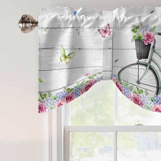 Spring Tie Up Valance Curtains for Windows, Kitchen Curtains Window Shades - Image 4