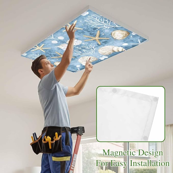 3 Pack Summer Nautical Fluorescent Light Covers Conch Shell Starfish Ocean 4 x - Image 3