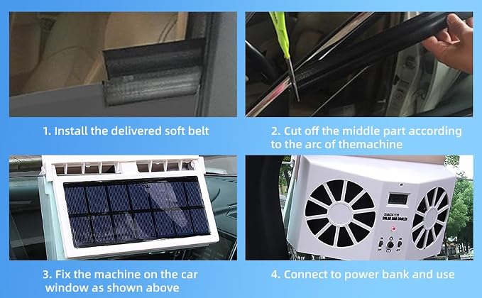 MACHSWON Solar Car Fan, Solar Powered Car Exhaust Fan, Car Radiator Energy - Image 5