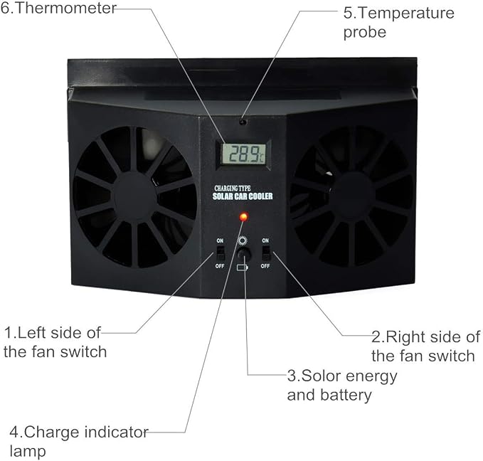 MACHSWON Solar Car Fan, Car Window Fan, Solar Powered Car Exhaust Fan, Car - Image 4