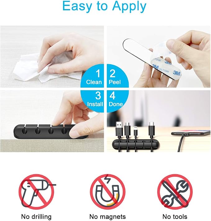 Cable Clips, INCHOR Cable Organizer Cord Holder - Image 5